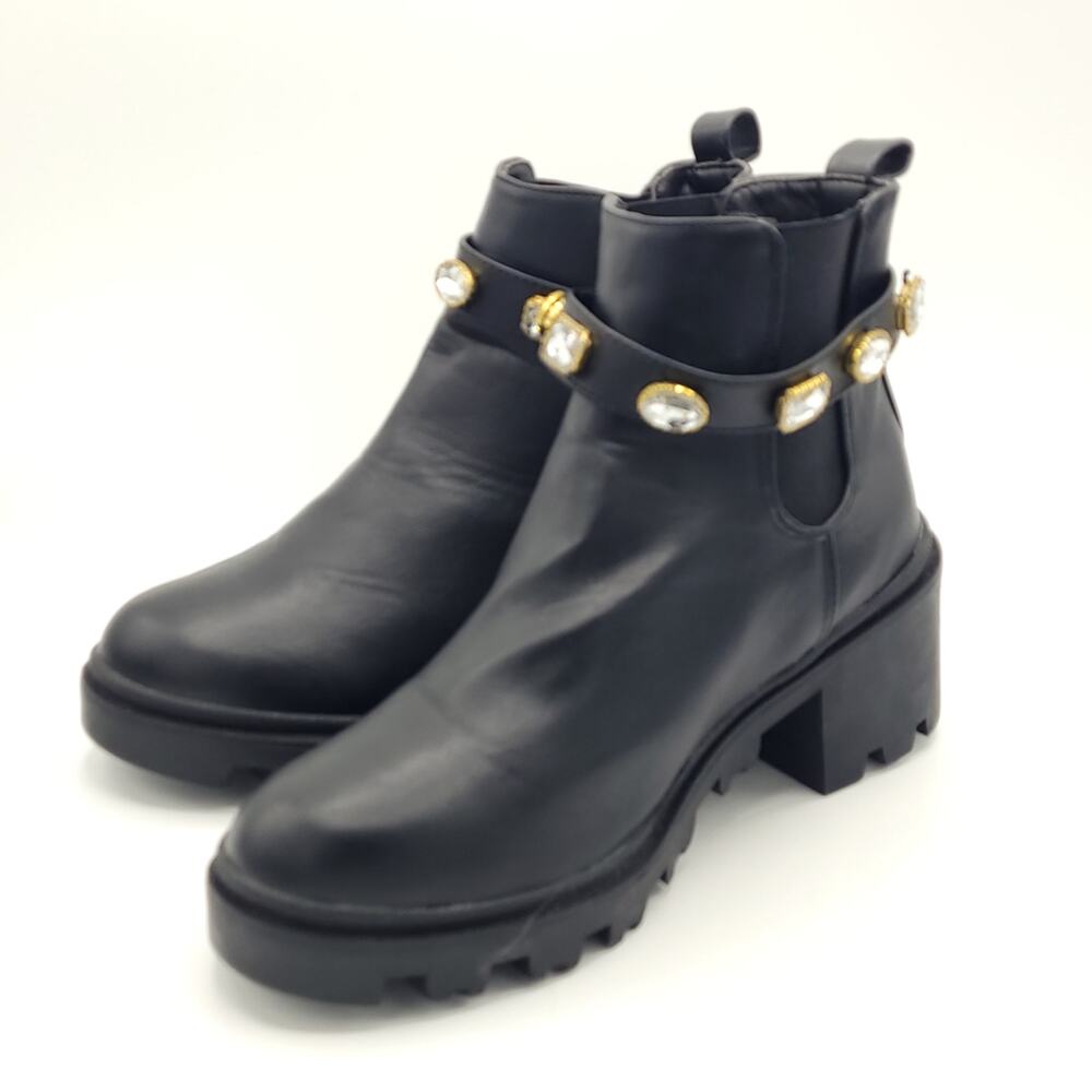 Nicole Miller Chelsey Rhinestone Strap Boots Black women's size 7.5 - Picture 4 of 9